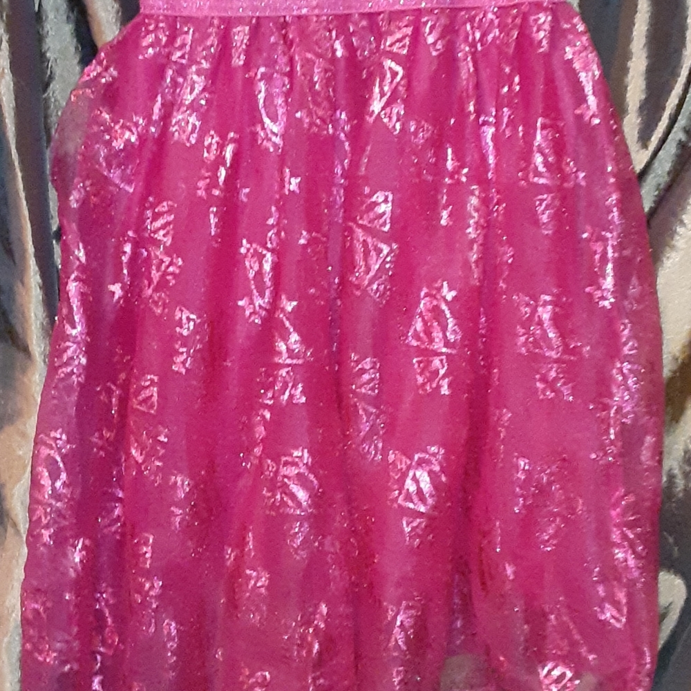 SUPERGIRL black & pink glittery dress sz7 - Picture 6 of 8